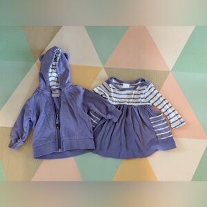 Hanna Andersson Lavender Purple Stripe Hoodie & Dress Set Size 3-6M